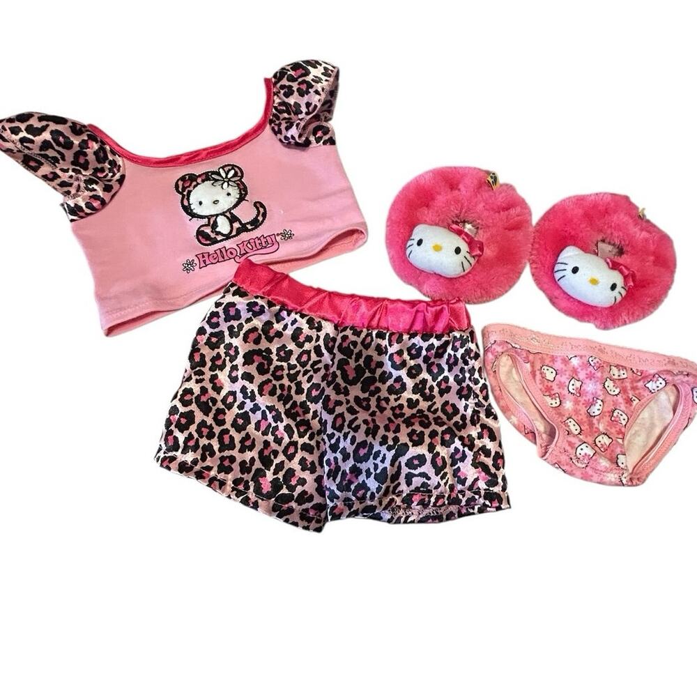 Build A Bear Hello Kitty Original Cheetah Clothing Top Pants Panties Slippers